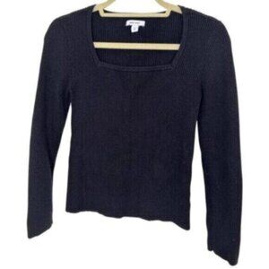 Black Square neck long-sleeve sweater Size L
